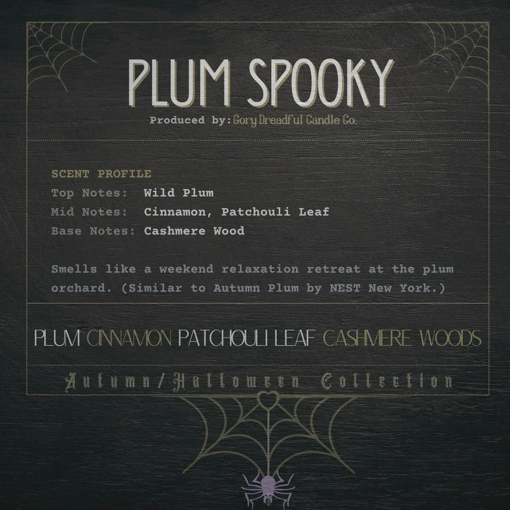 Plum Spooky Crackling Wood Wick Candle: Plum Cinnamon Patchouli Cashmere Wood